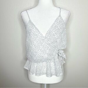 Papermoon Stitch Fix Womens White Polka Dot V-Neck Tie Side Strappy Top Size L